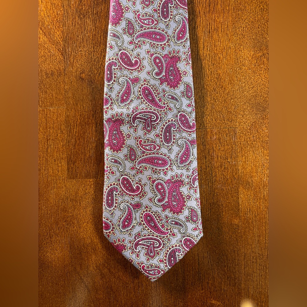 Paisley Tie - Pink and Gray